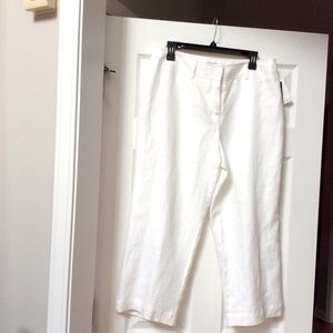 Style & Company Cropped Linen White Pants